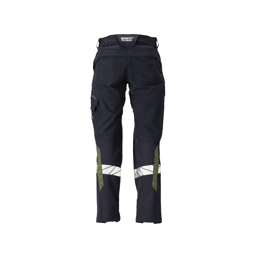 Trousers, knee pockets, ULTIMATE STRETCH trousers Multisafe, black blue/hi-vis yellow