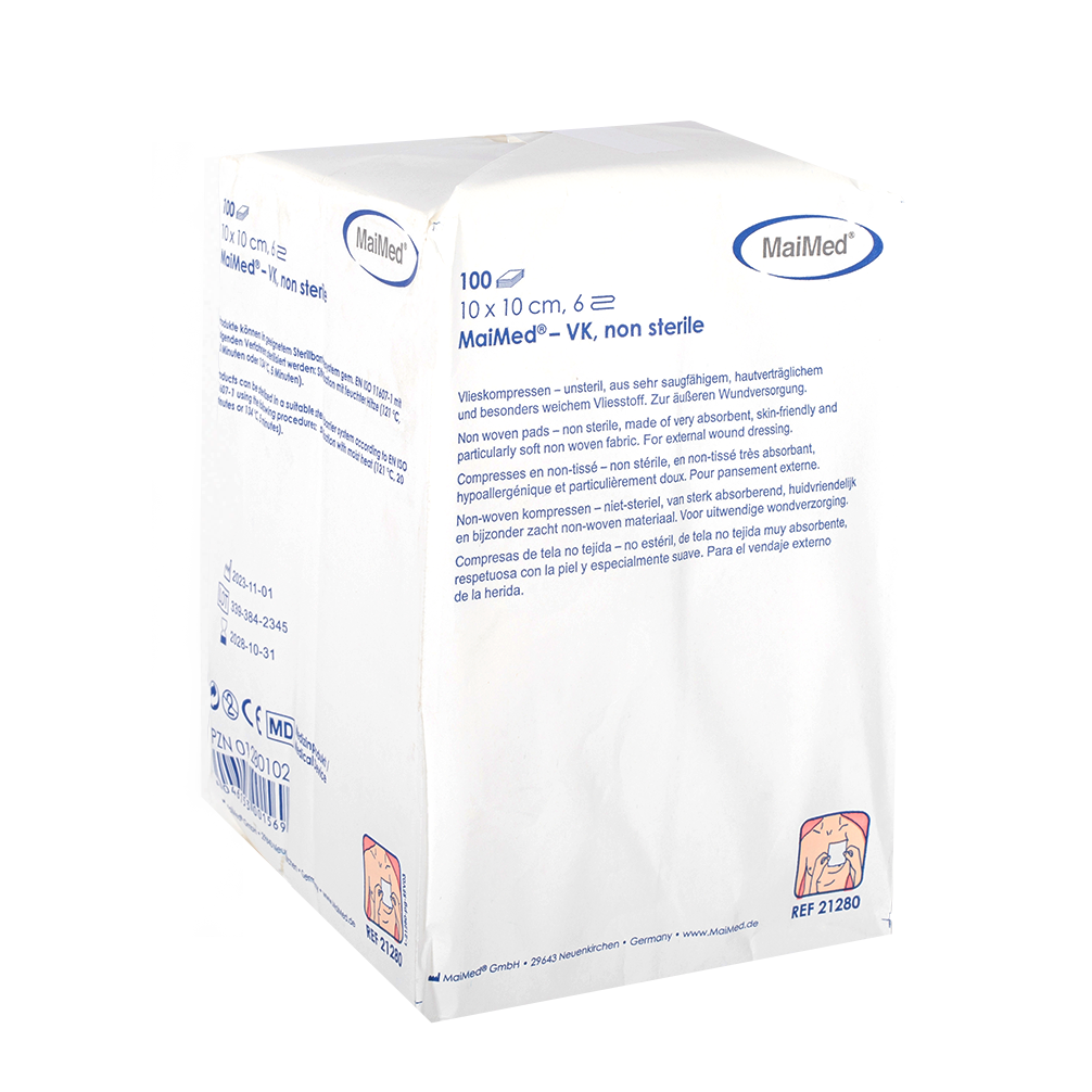 MaiMed-VK non-sterile fleece compresses of 100 pieces/paper bag