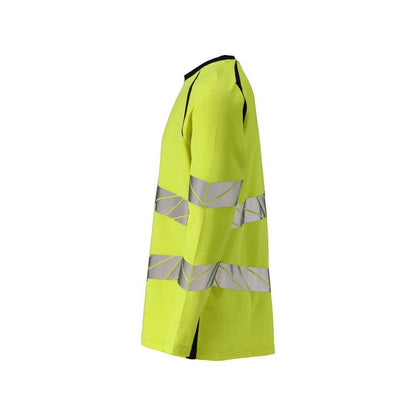 T-shirt, long sleeve, modern fit T-shirt Multisafe, hi-vis yellow/black-blue