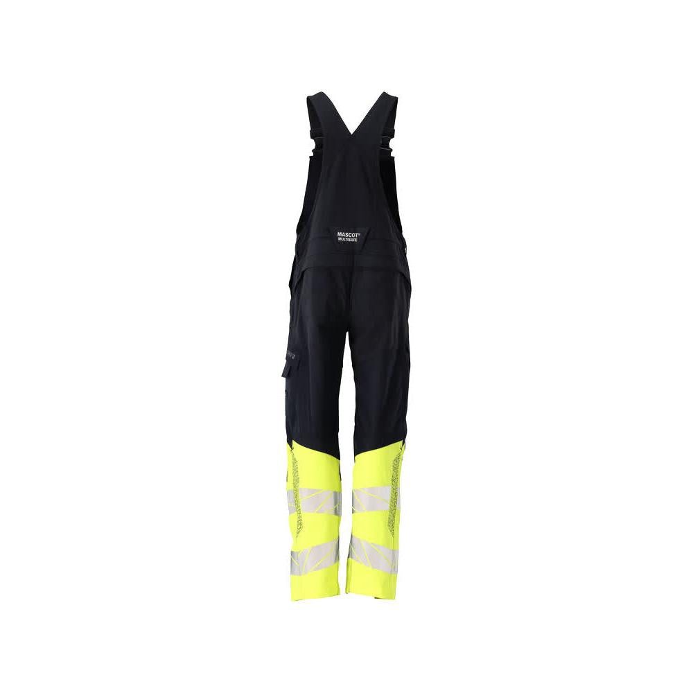 Dungarees, knee pockets, stretch inserts Multisafe dungarees, black blue/hi-vis yellow