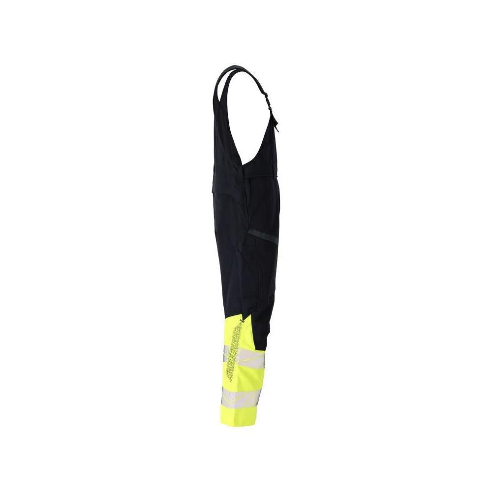 Dungarees, knee pockets, stretch inserts Multisafe dungarees, black blue/hi-vis yellow
