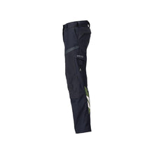 Trousers with knee pockets, women's Multisafe trousers, black blue/hi-vis yellow