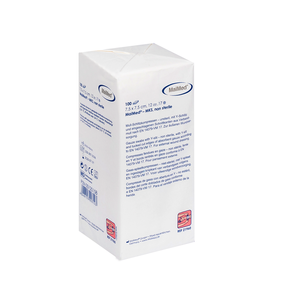MaiMed-MKS-unsterile gauze slit compresses, 100 pieces/paper bag