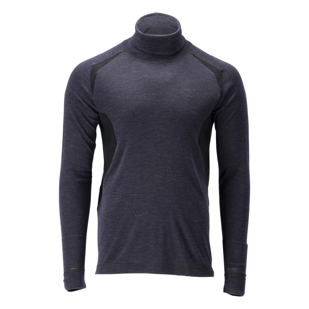 Functional undershirt, turtleneck, wool undershirt Multisafe, black-blue