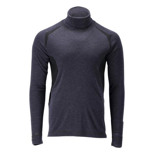 Functional undershirt, turtleneck, wool undershirt Multisafe, black-blue