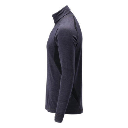 Functional undershirt, turtleneck, wool undershirt Multisafe, black-blue
