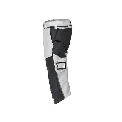 Three-quarter trousers, knee pockets, stretch craftsman three-quarter trousers, white/anthracite grey