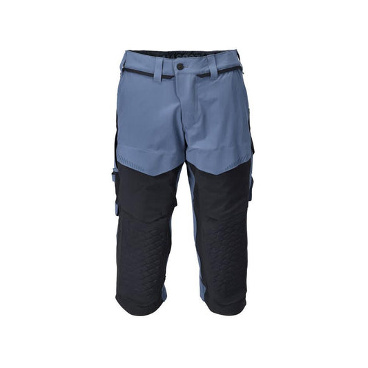 Three-quarter trousers, knee pockets, stretch craftsman three-quarter trousers, stone blue/black-blue
