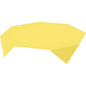 A yellow Dunicel tablecloth by Duni GmbH (84 x 84 cm, pack of 20 pieces) with straight edges and pointed corners is draped over a surface against a white background.