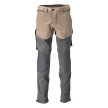 Trousers, knee pockets, stretch, light trousers, dark sand beige/anthracite grey