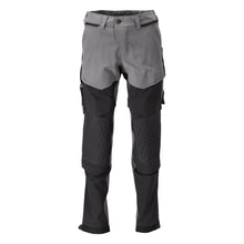 Trousers, knee pockets, stretch, light trousers, anthracite grey/black