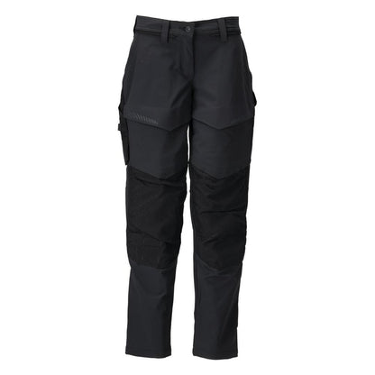 Trousers with knee pockets, women's trousers, black