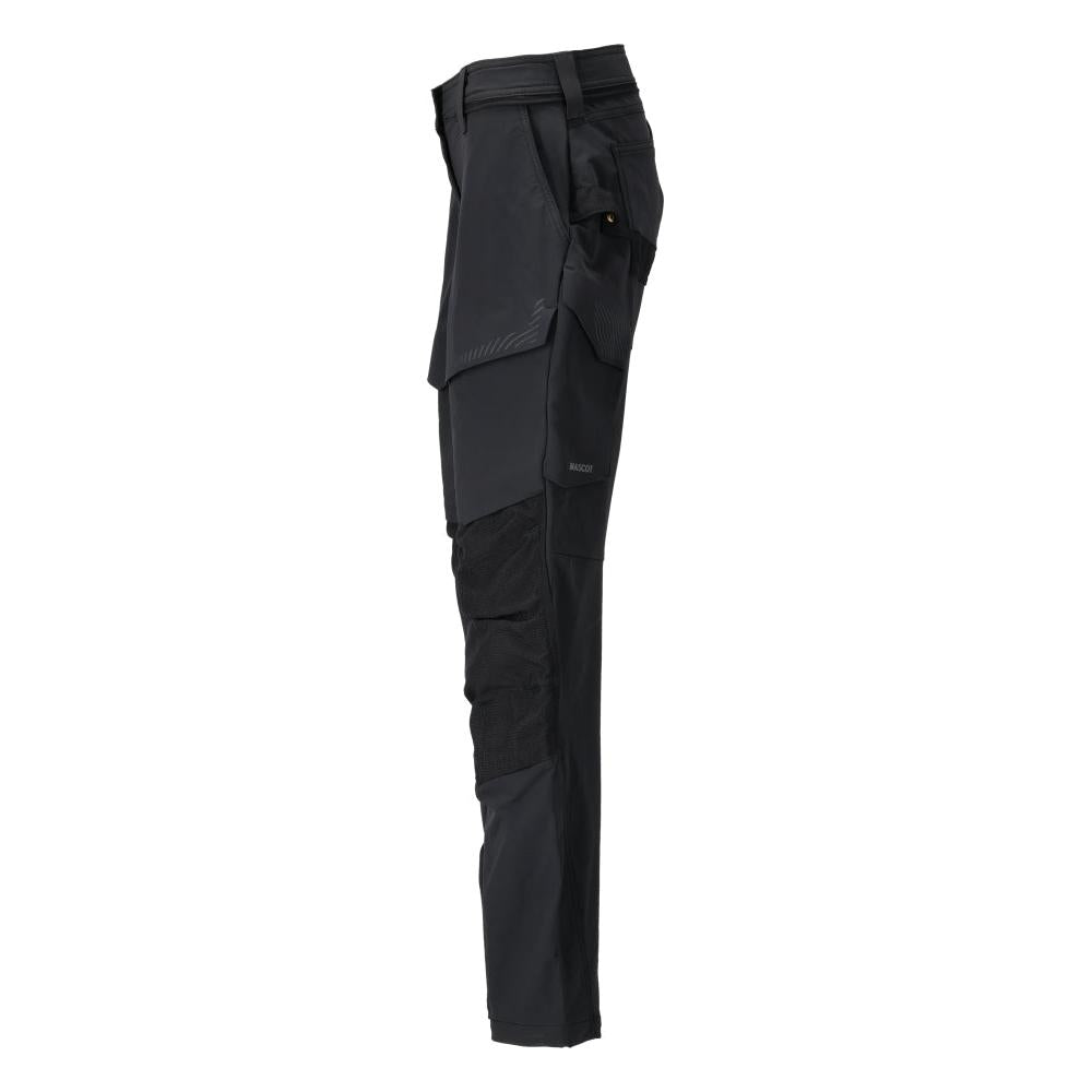 Trousers with knee pockets, women's trousers, black