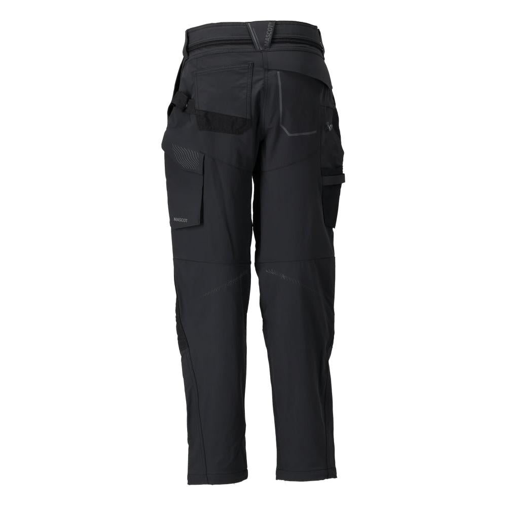 Trousers with knee pockets, women's trousers, black