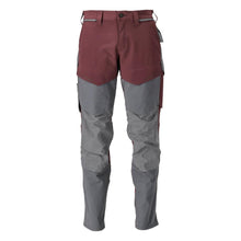 Trousers with knee pockets, ULTIMATE STRETCH trousers, bordeaux/anthracite grey
