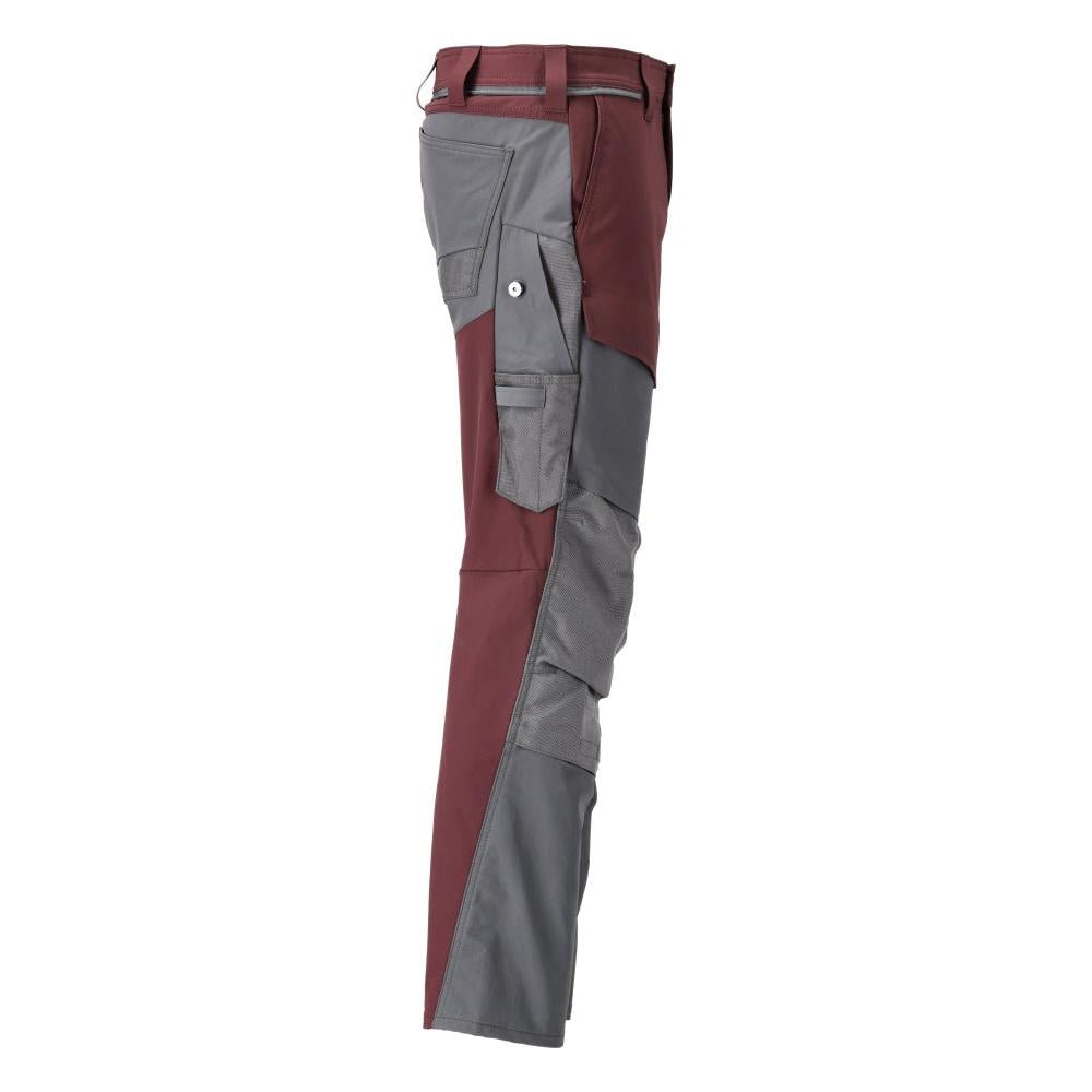 Trousers with knee pockets, ULTIMATE STRETCH trousers, bordeaux/anthracite grey