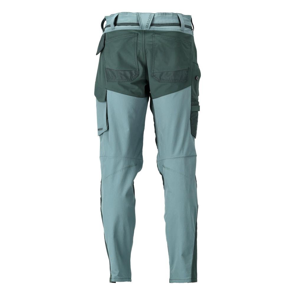 Pants with knee pockets, ULTIMATE STRETCH pants, light forest green/forest green