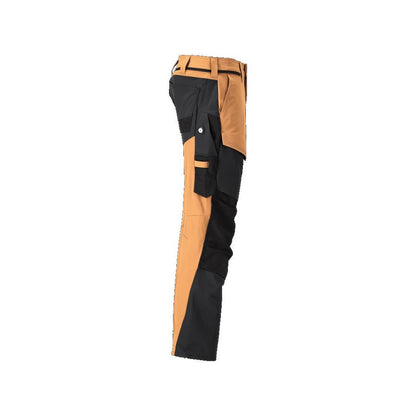 Pants with knee pockets, ULTIMATE STRETCH pants, nut brown/black