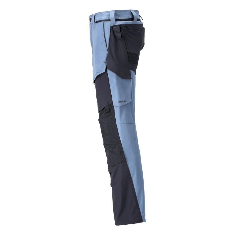 Pants with knee pockets, ULTIMATE STRETCH pants, stone blue/black-blue