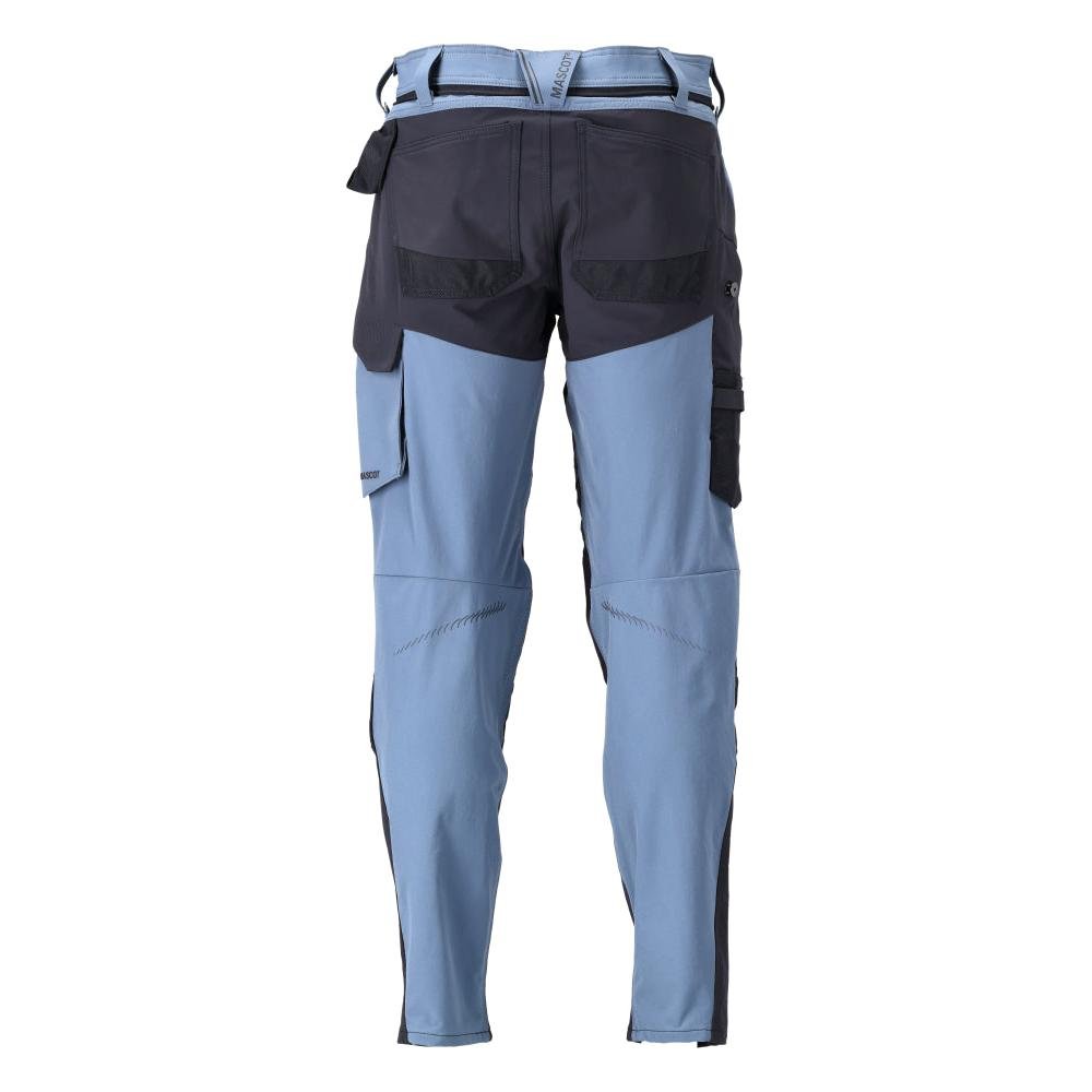 Pants with knee pockets, ULTIMATE STRETCH pants, stone blue/black-blue