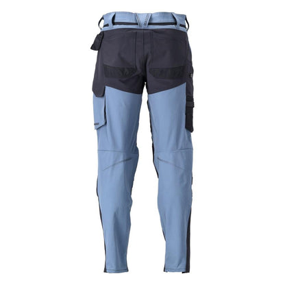 Pants with knee pockets, ULTIMATE STRETCH pants, stone blue/black-blue