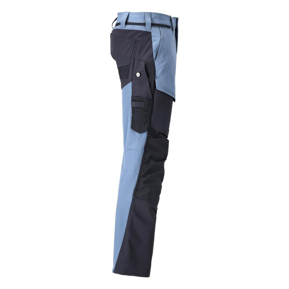 Pants with knee pockets, ULTIMATE STRETCH pants, stone blue/black-blue