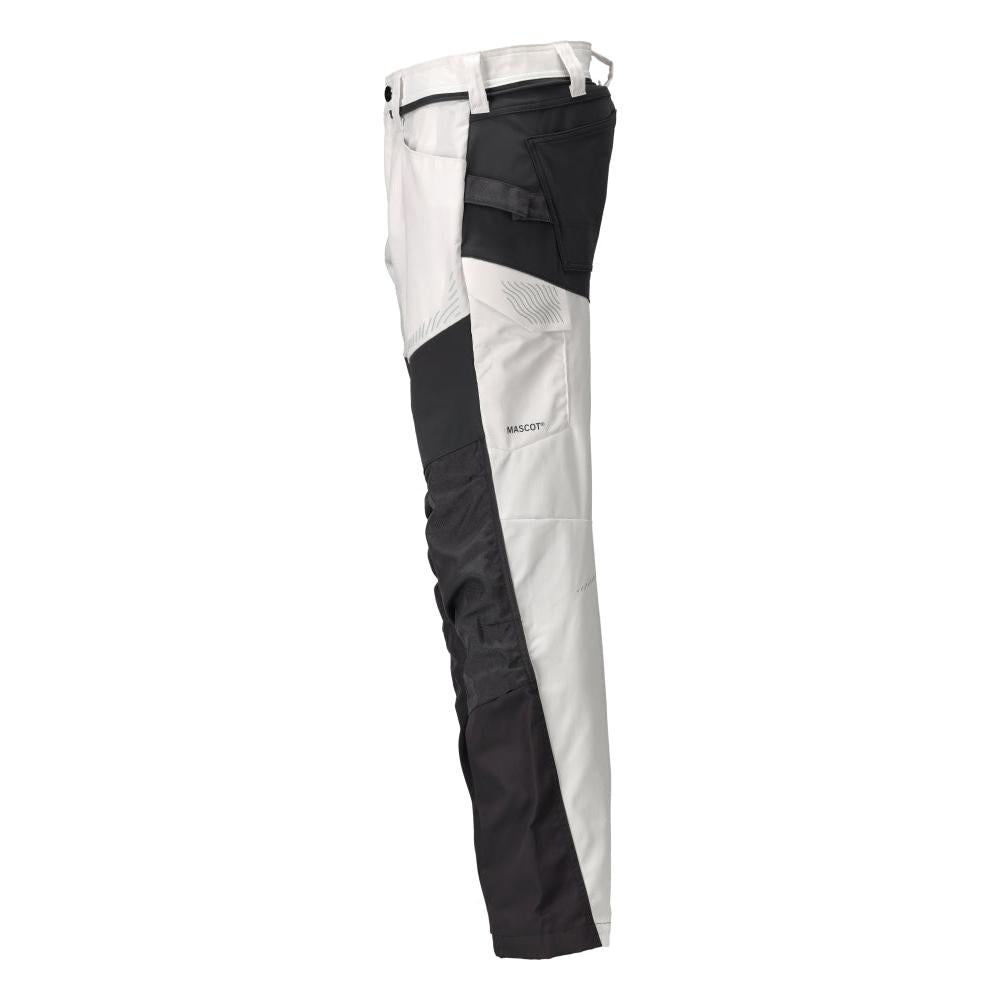 Trousers with knee pockets trousers, white/anthracite grey