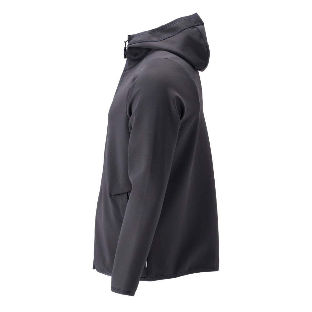 Fleece sweater, hood, zipper microfleece jacket, black-blue