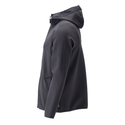 Fleece sweater, hood, zipper microfleece jacket, black-blue