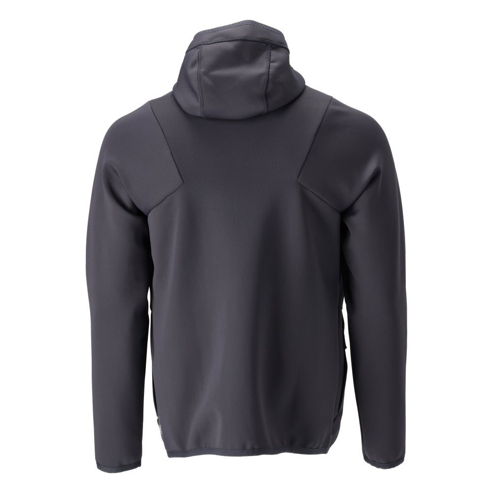 Fleece sweater, hood, zipper microfleece jacket, black-blue