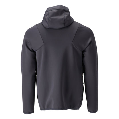 Fleece sweater, hood, zipper microfleece jacket, black-blue