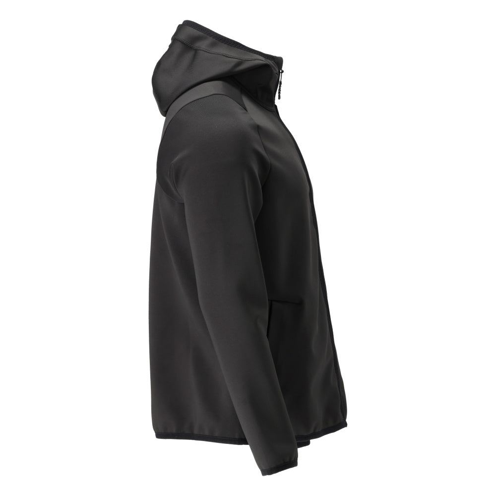 Fleece sweater, hood, zipper microfleece jacket, black