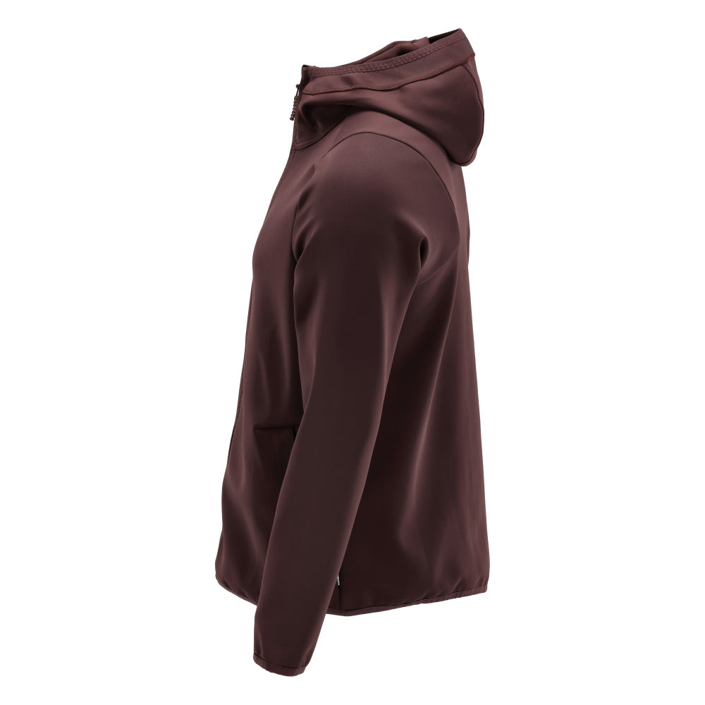 Fleece sweater, hood, zip microfleece jacket, burgundy