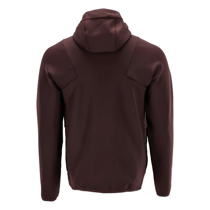 Fleece sweater, hood, zip microfleece jacket, burgundy