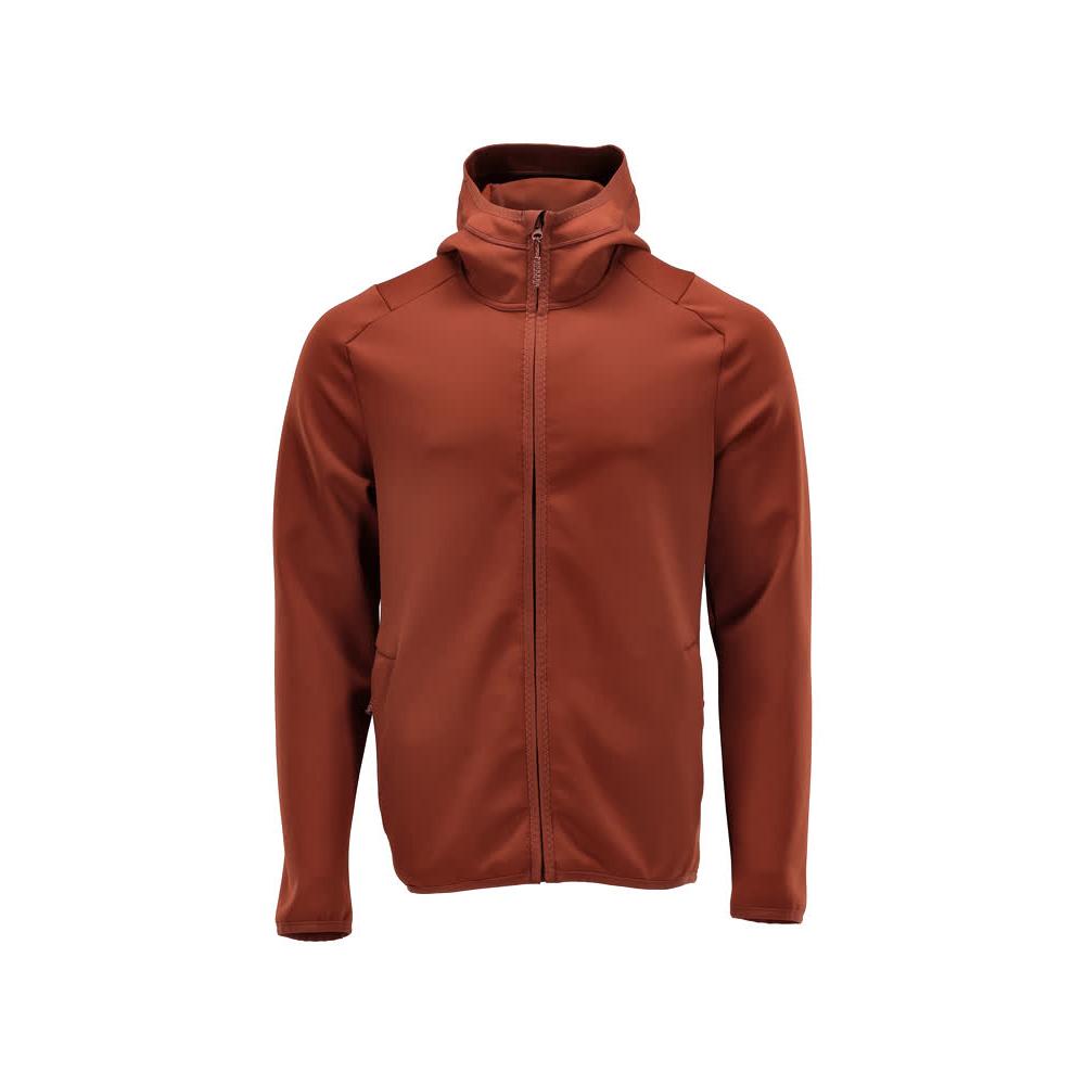 Fleece sweater, hood, zip microfleece jacket, autumn red