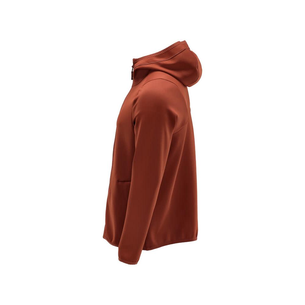 Fleece sweater, hood, zip microfleece jacket, autumn red