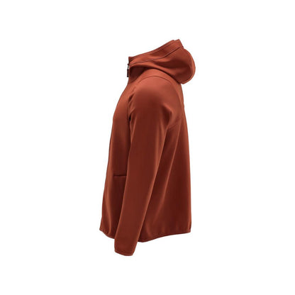 Fleece sweater, hood, zip microfleece jacket, autumn red