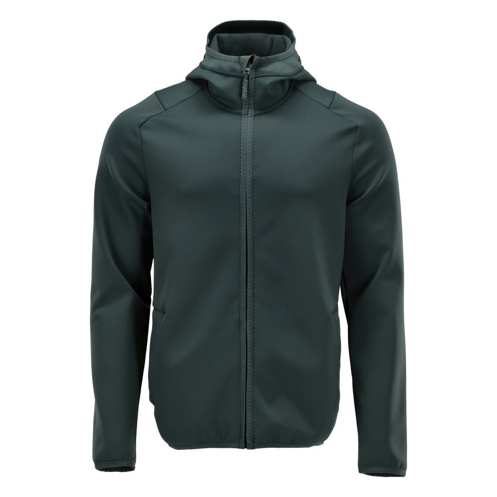 Fleece sweater, hood, zip microfleece jacket, forest green