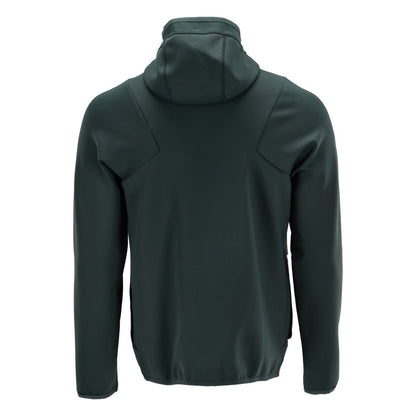 Fleece sweater, hood, zip microfleece jacket, forest green
