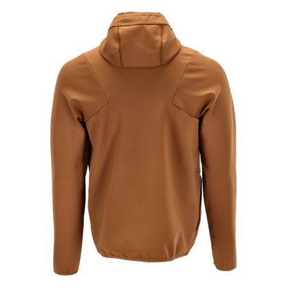 Fleece sweater, hood, zip microfleece jacket, nut brown