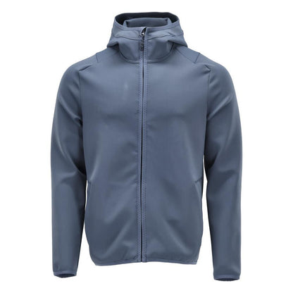Fleece sweater, hood, zipper microfleece jacket, stone blue