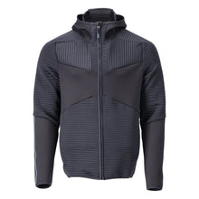 Fleece sweater, hood, zipper microfleece jacket, black-blue