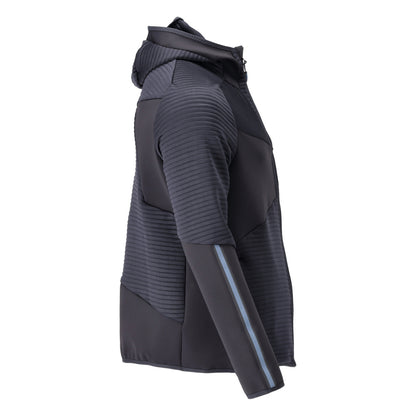 Fleece sweater, hood, zipper microfleece jacket, black-blue