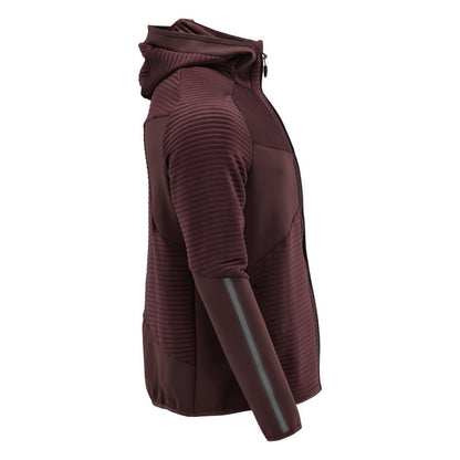 Fleece sweater, hood, zip microfleece jacket, burgundy