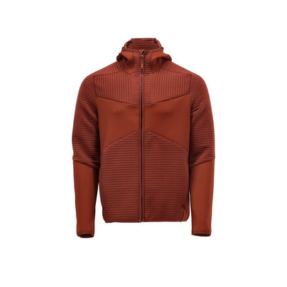Fleece sweater, hood, zip microfleece jacket, autumn red