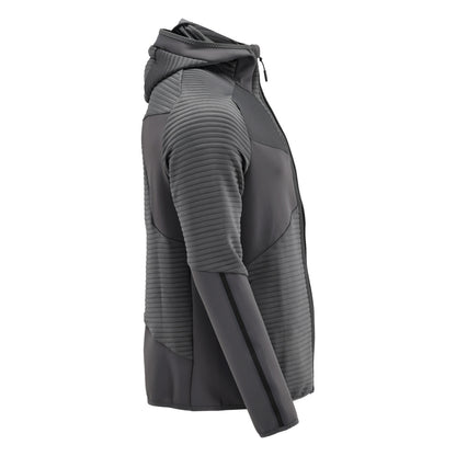 Fleece sweater, hood, zip microfleece jacket, anthracite gray