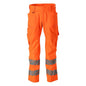 Trousers with knee pockets, stretch inserts trousers, hi-vis orange