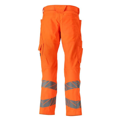Trousers with knee pockets, stretch inserts trousers, hi-vis orange