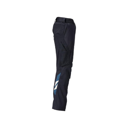 Trousers with knee pockets, women's trousers, black-blue