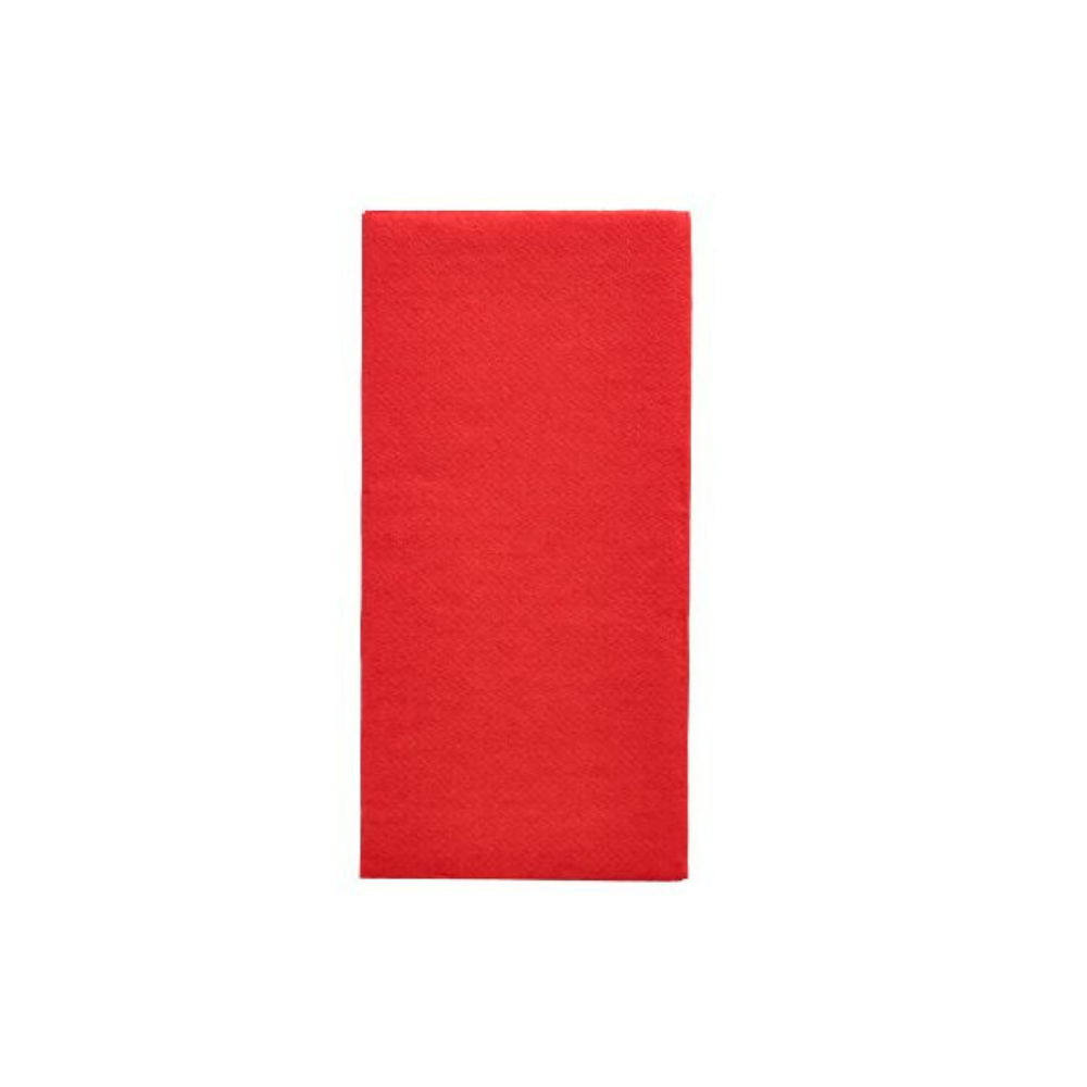 Against a plain white background, a neatly folded, rectangular PAPSTAR napkin "DAILY Collection" in red is presented, perfect for table decoration. The napkin from PAPSTAR GmbH seems to be made of a soft, textured fabric.